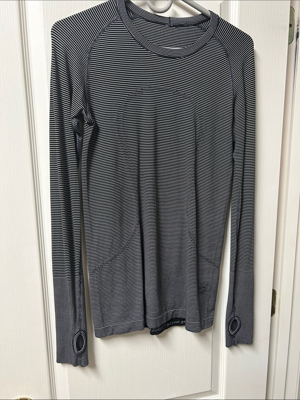 lululemon athletica Women's Swiftly Black & White Striped Long Sleeve Top